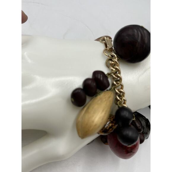 Rare HAWAIIAN Vintage Wooden Nuts Pods Seeds Nikar Handmade Charm Bracelet - Picture 11 of 16